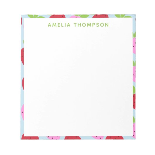Cute Retro Aardbery Fruit Pattern Personalized Notitieblok (Voorkant)