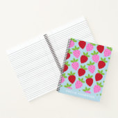 Cute Retro Aardbery Fruit Pattern Personalized Notitieboek (Binnen)