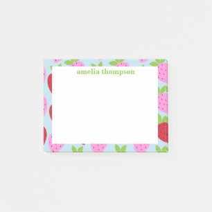 Cute Retro Aardbery Fruit Pattern Personalized Post-it® Notes