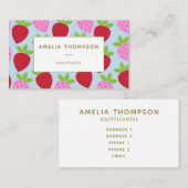 Cute Retro Aardbery Fruit Pattern Personalized Visitekaartje (Voorkant / Achterkant)