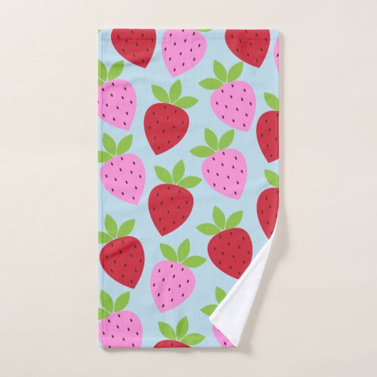 Cute Retro Aardbery Fruit Pattern Pink Red Blue Bad Handdoek (Handdoek)