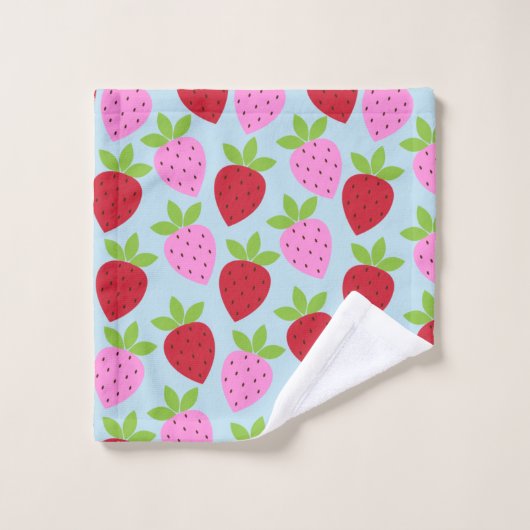 Cute Retro Aardbery Fruit Pattern Pink Red Blue Bad Handdoek (Wasdoekje)