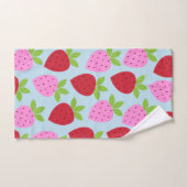 Cute Retro Aardbery Fruit Pattern Pink Red Blue Bad Handdoek (Handdoek)