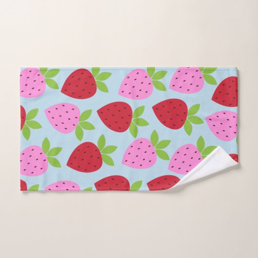 Cute Retro Aardbery Fruit Pattern Pink Red Blue Bad Handdoek (Handdoek)