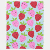 Cute Retro Aardbery Fruit Pattern Pink Red Blue Fleece Deken (Voorkant)