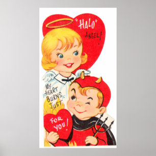 Cute retro Angel Valentijn poster