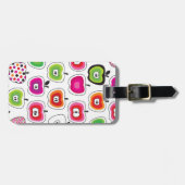 Cute retro-appelpatroon bagagelabel (Voorkant horizontaal)