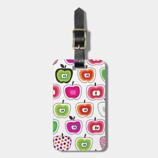 Cute retro-appelpatroon bagagelabel (Voorkant verticaal)