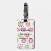Cute retro-appelpatroon bagagelabel (Achterkant verticaal)