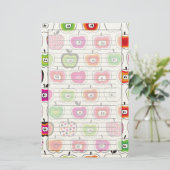 Cute retro-appelpatroon briefpapier (Staand voorkant)