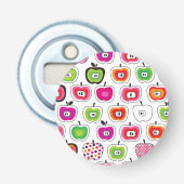 Cute retro-appelpatroon button flesopener (Voorkant)
