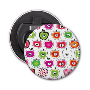 Cute retro-appelpatroon button flesopener