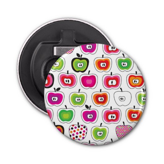 Cute retro-appelpatroon button flesopener (Voorkant)