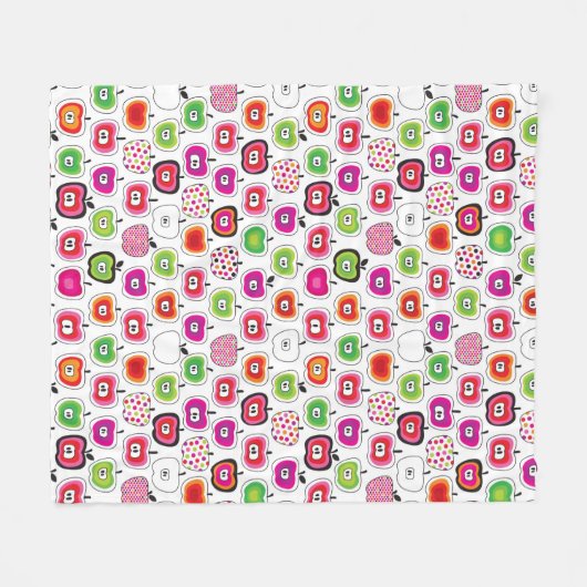 Cute retro-appelpatroon fleece deken (Voorkant (Horizontaal))