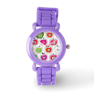 Cute retro-appelpatroon horloge