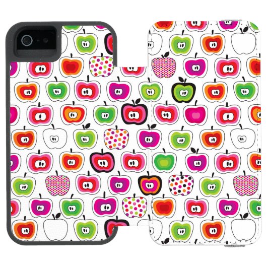 Cute retro-appelpatroon incipio iPhone portemonnee hoesje (Agenda Open)