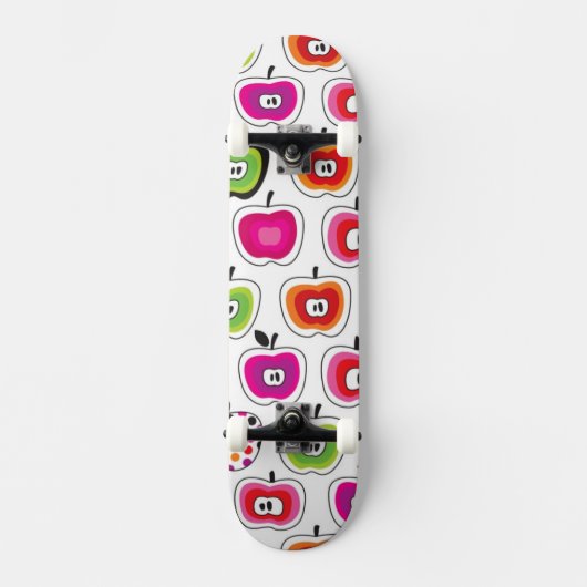 Cute retro-appelpatroon persoonlijk skateboard (Voorkant)
