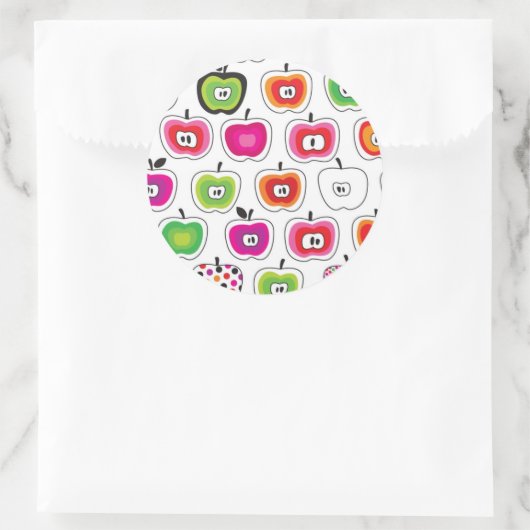 Cute retro-appelpatroon ronde sticker (Tas)