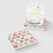 Cute retro-appelpatroon stenen onderzetter (Zijkant)