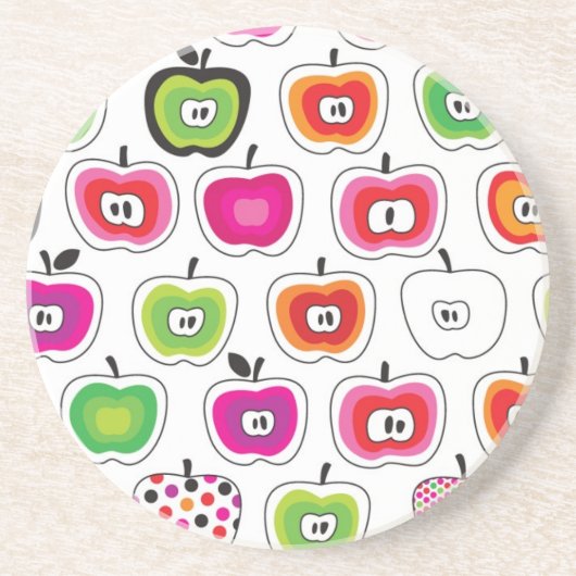 Cute retro-appelpatroon zandsteen onderzetter (Voorkant)