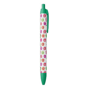 Cute retro-appelpatroon zwarte inkt pen