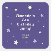 Cute Retro Arcadespel Kinderen Verjaardag  Vierkante Sticker (Voorkant)