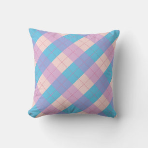 Cute Retro Argyle Pattern in Pink Paars Blue Kussen
