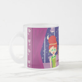 Cute Retro Art Romantic Bar Nightlife Cartoon Matglas Koffiemok