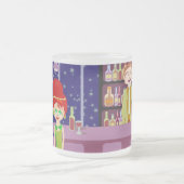 Cute Retro Art Romantic Bar Nightlife Cartoon Matglas Koffiemok (Center)