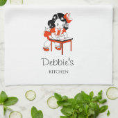 Cute  Retro Baking Girl Kitchen Towel Theedoek (Gevouwen)