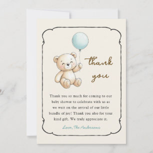 Cute retro Beer Baby Boy shower bedankkaart