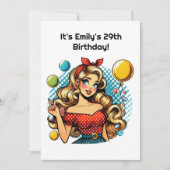 Cute retro Birthday lady party  Kaart (Voorkant)