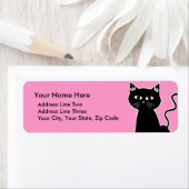Cute Retro Black Cat Cartoon Tekening Etiket (Insitu)