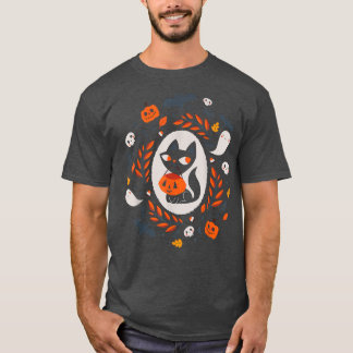 Cute Retro Black Cat Fall Halloween T-shirt