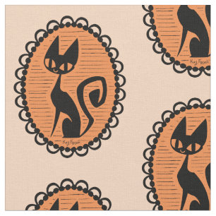 Cute Retro Black Cat Stof