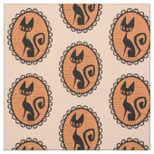 Cute Retro Black Cat Stof (Swatch)