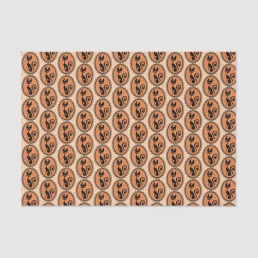 Cute Retro Black Cat Tissuepapier (Voorkant)