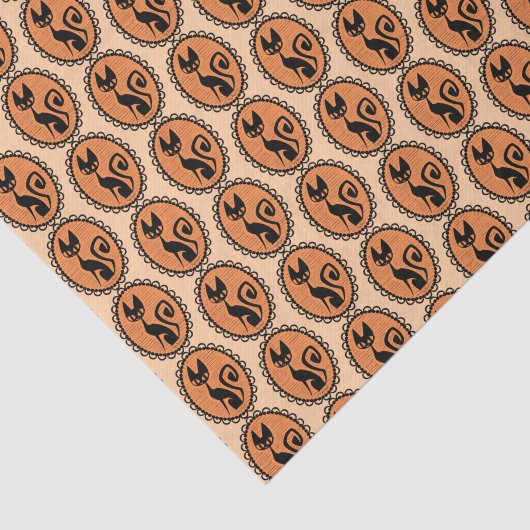 Cute Retro Black Cat Tissuepapier (Detail)