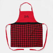Cute Retro Black en Red Buffalo Gepersonaliseerd Schort (Voorkant)