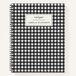 Cute Retro Black Gingham Pset Personalized Recipe Notitieboek