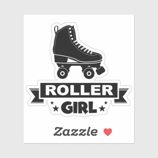Cute Retro Black Roller Girl Schaats Fun Sticker (Vel)