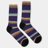 Cute retro blauwe strepen sokken (Rechts)