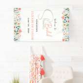 Cute Retro Bloem Bruiloftsborrel  Spandoek (Insitu)
