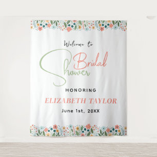 Cute Retro Bloem Bruiloftsborrel Wandkleed