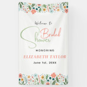 Cute Retro Bloem Bruiloftsfeest Spandoek (Verticaal)