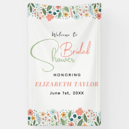 Cute Retro Bloem Bruiloftsfeest  Spandoek