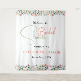 Cute Retro Bloem Bruiloftsfeest  Wandkleed