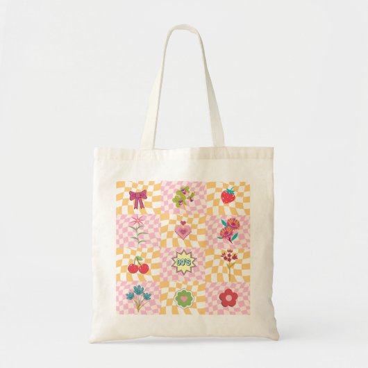 Cute Retro Bloem Tote Tas (Voorkant)