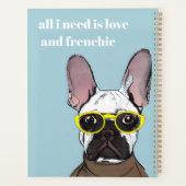 Cute Retro Blue French bulledog met neonbril Planner (Achterkant)