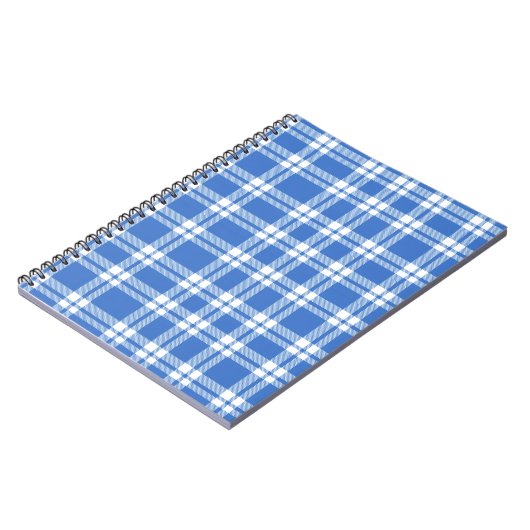 Cute Retro Blue Gingham Plaid Pattern Notitieboek (Linkerzijde)